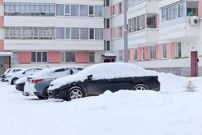 walking on ice in parking