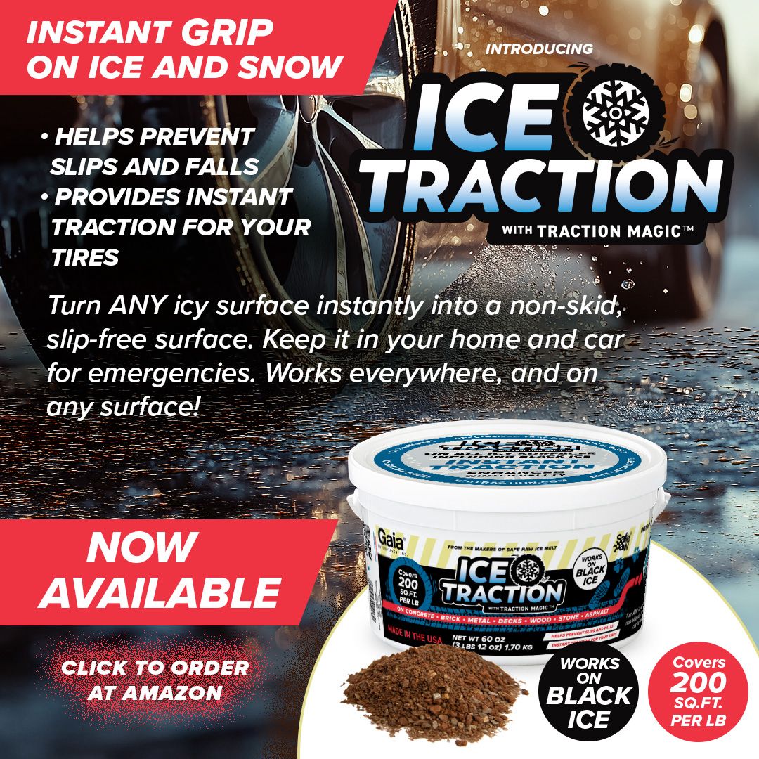 Black Ice Traction (with Traction Magic™) INDUSTRIAL GRADE TRACTION FOR ICE AND SNOW Instant Grip. Zero Melt Time. Total Confidence on Black Ice