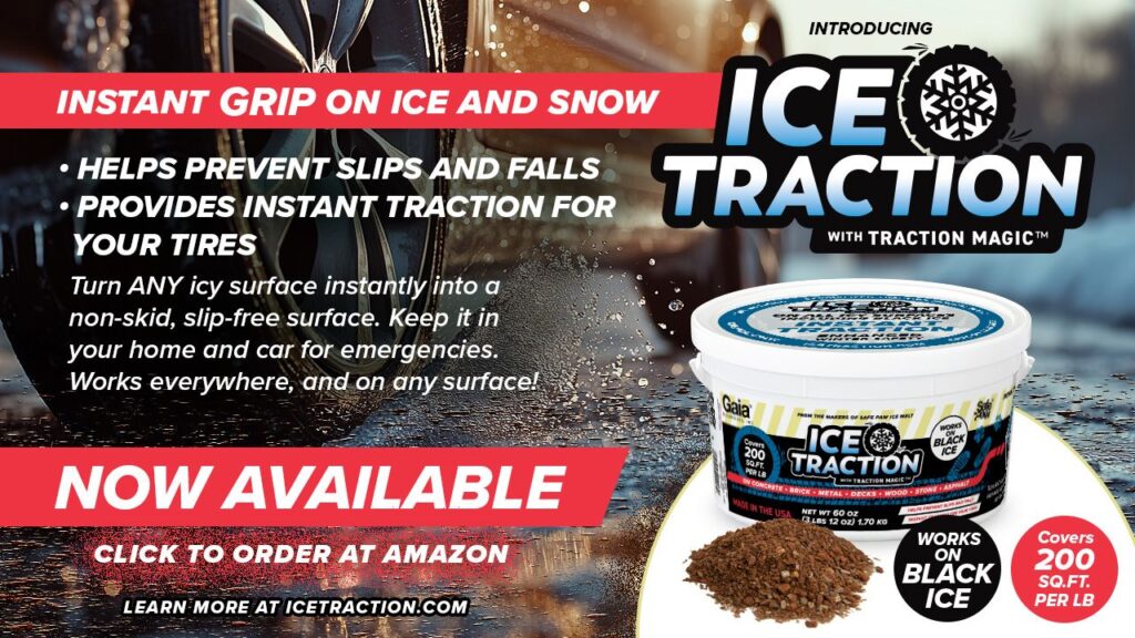 Black Ice Traction (with Traction Magic™) INDUSTRIAL GRADE TRACTION FOR ICE AND SNOW Instant Grip. Zero Melt Time. Total Confidence on Black Ice